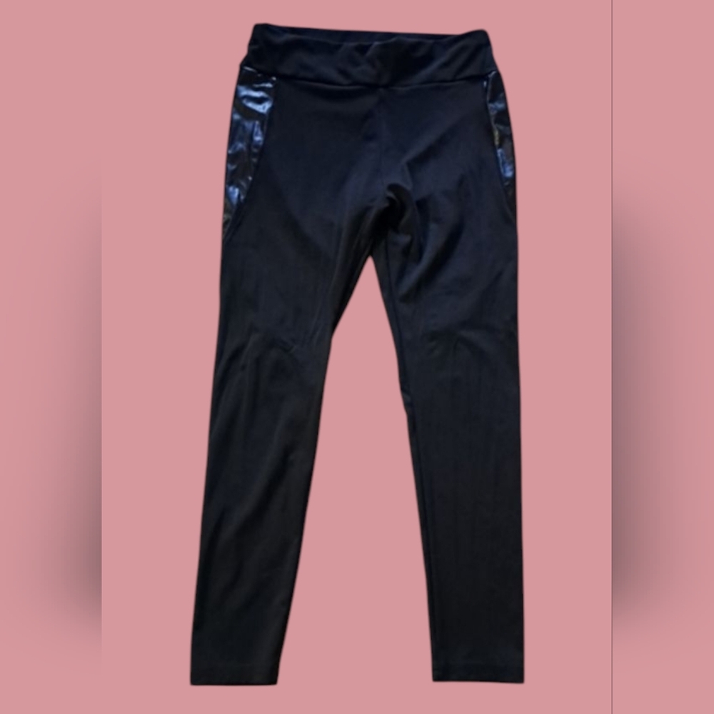 SHEIN Black Leggings Pleather Trim Women's Size XL